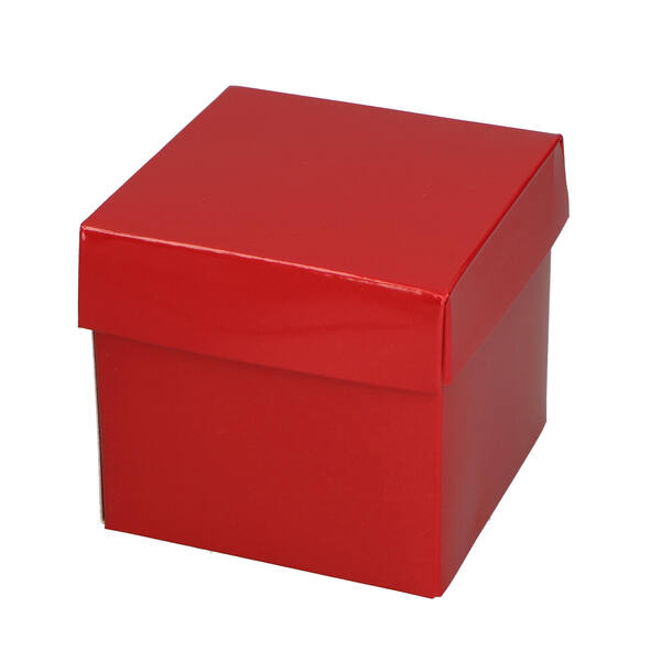 CubeBox® rood met deksel, goudkarton bodem (diverse maten)