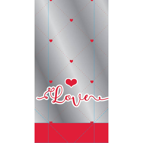 Blokbodemzakken OPPC 40 mµ 'Liefde dessin LOVE2' rood/wit 80+50x215 mm