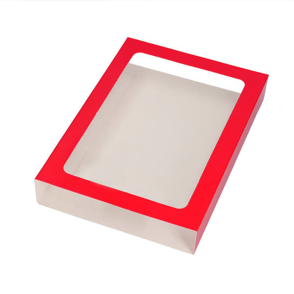 Chocoladeletterdozen GK1 sleeve met venster glanzend rood 158x119x32 mm