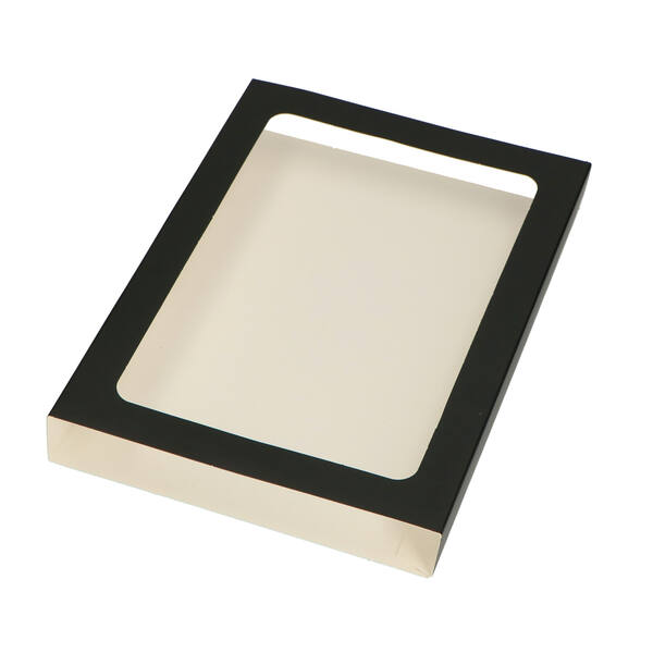 Chocoladeletterdozen GK7 sleeve met venster mat zwart 206x154x28 mm