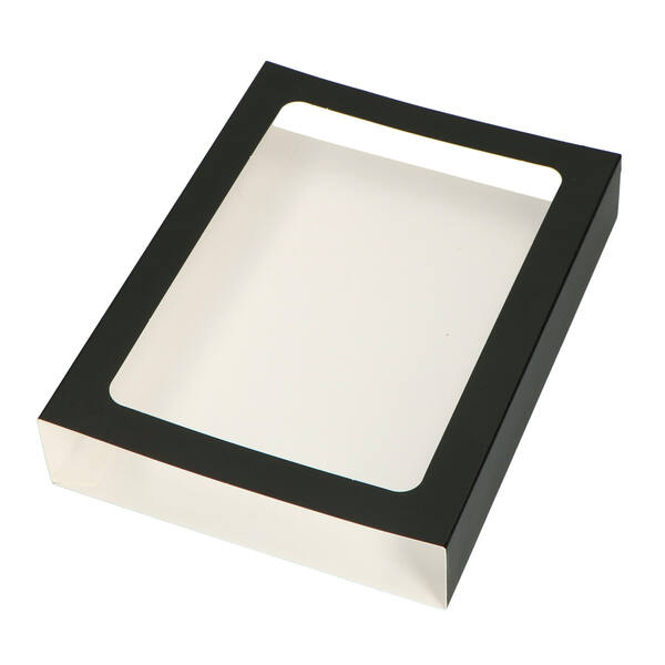 Chocoladeletterdozen GK7 sleeve met venster mat zwart 207x152x35 mm