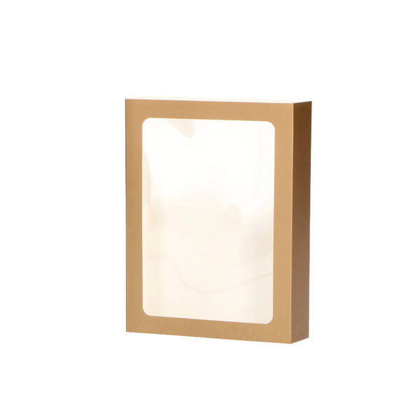 Chocoladeletterdozen GK7 sleeve met venster mat brons 210x153x34 mm