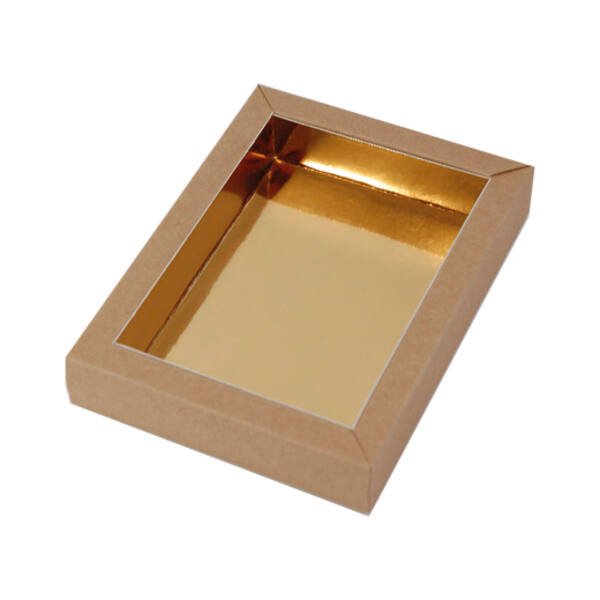 Chocoladeletterdozen GK7 bodem kraft met gouden inlay 177x122x33 mm FSC