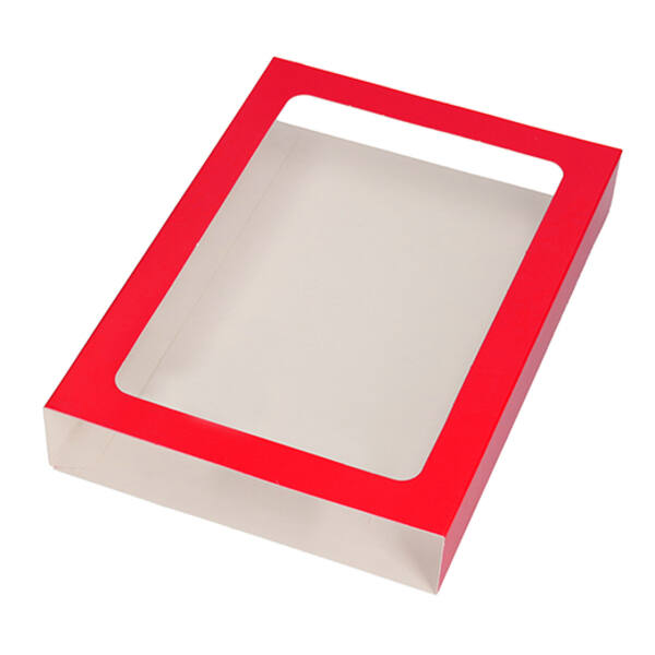 Chocoladeletterdozen GK7 sleeve met venster glanzend rood 210x155x36 mm