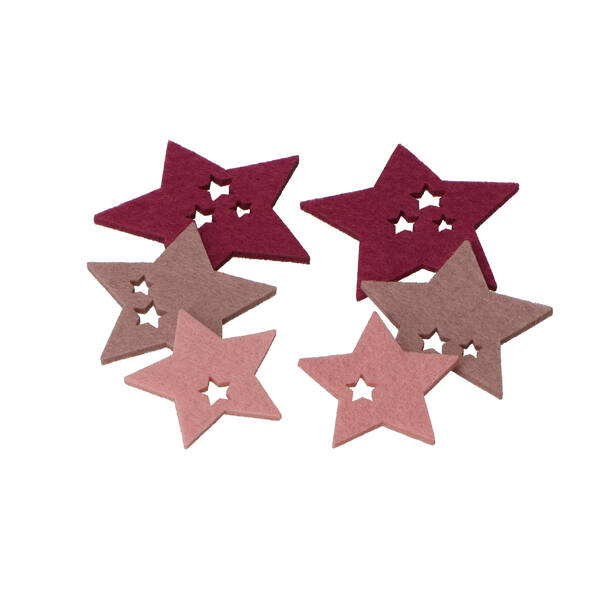 Vilt sterren rose assortiment (63401-000-424) per 36 stuks