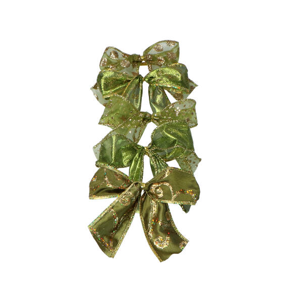 Strik polyester groen 5 assorti met goud binddraad 100x100 cm (445327) per 20 stuks