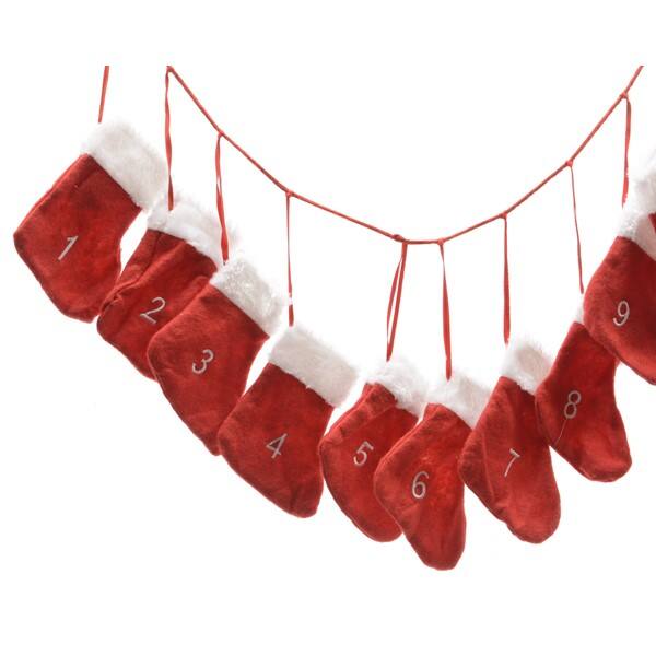 Guirlande stof advent sokken 14x155 cm (1st)/664520