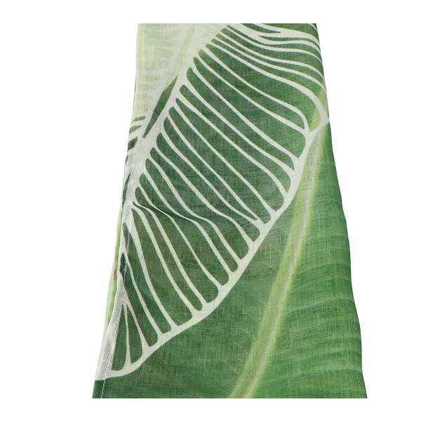 Decoratiedoeken linnen 'Tropical flower' groen 68x250 cm (74763-680-348)