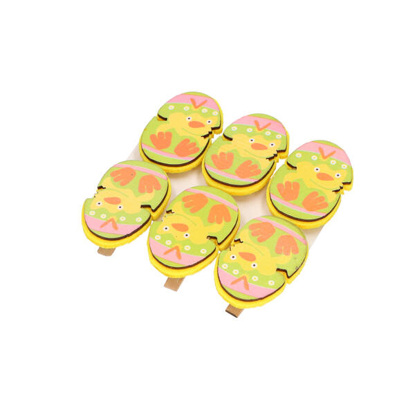 Decoratie knijper open ei met kuiken 50x40 mm (PAS96193) per 6 stuks