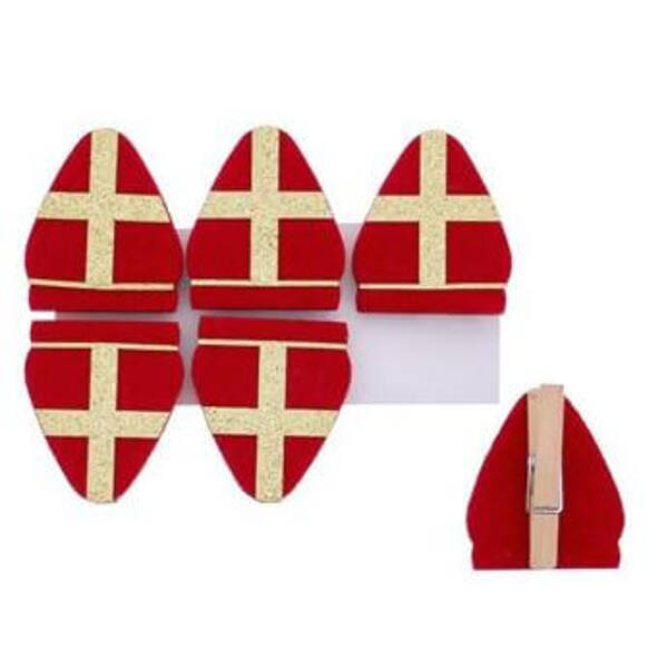 Knijper Sint 'vintage' mijter 50 mm (SIN91245) per 6 stuks