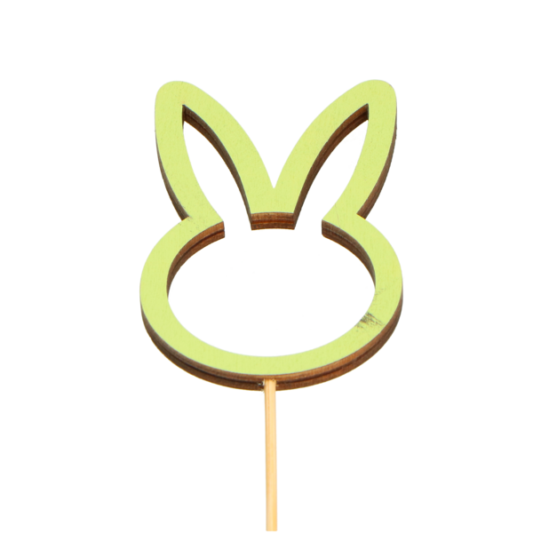 Houten stick groen 'Rabbit Head' 50x85 mm 23288-085-563 per 8 stuks