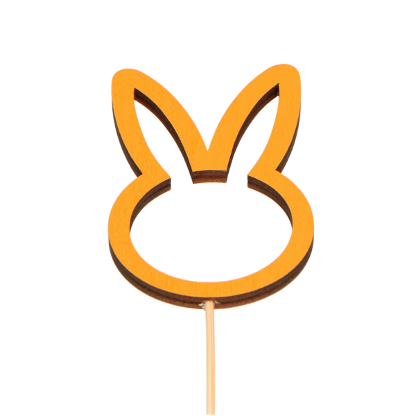 Houten stick oranje 'Rabbit Head' 50x85 mm 23288-085-68 per 8 stuks