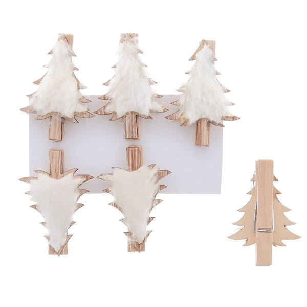 Knijper Kerstboom wit 5 x 4 cm XMA82296 per 6 stuks
