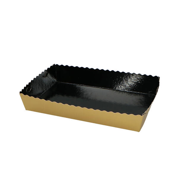 Dessertkorf/truffelbakje glanzend goud/zwart 12x19x3,5 cm