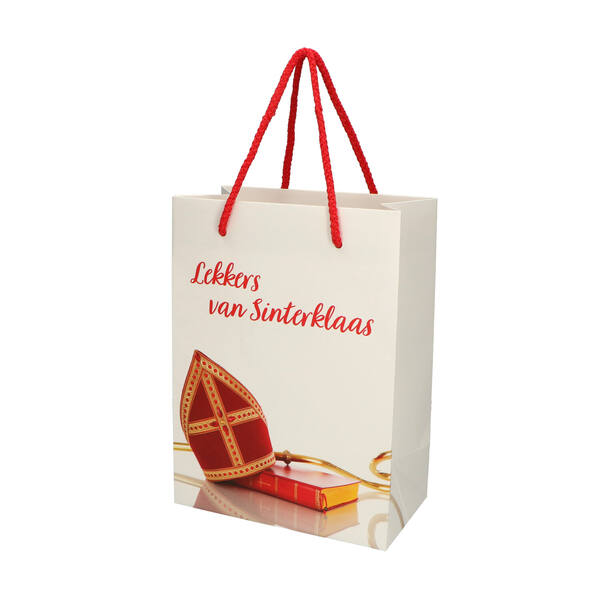 Draagtassen papieren pakket 'Lekkers van Sinterklaas' 180x100x245 mm