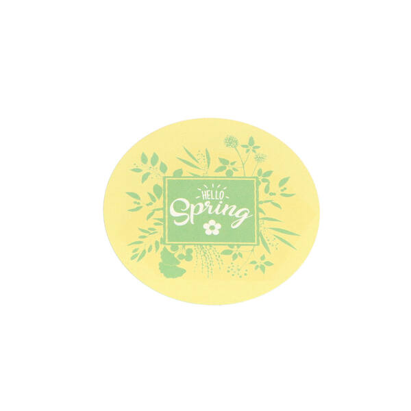 Etiketten 'Hello Spring dessin HS1' geel/groen ø 50 mm