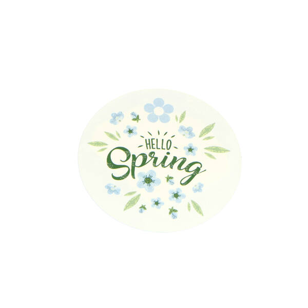 Etiketten 'Hello Spring dessin HS2' blauw/groen ø 50 mm