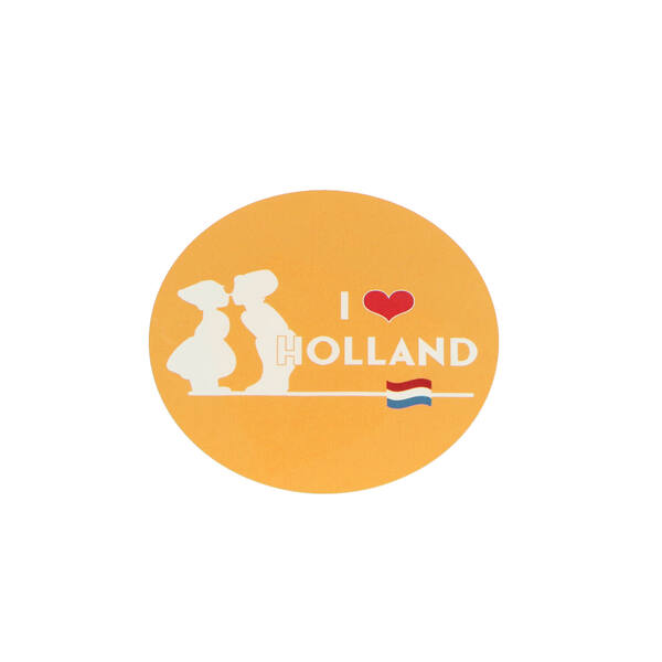 Etiketten 'I love Holland LOVE1' oranje paartje ø 50 mm