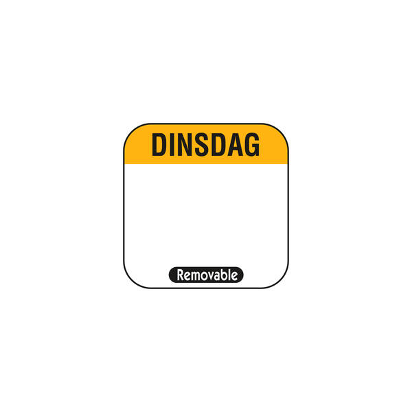 Daglabel 'Dinsdag' beschrijfbaar en verwijderbaar 25x25 mm