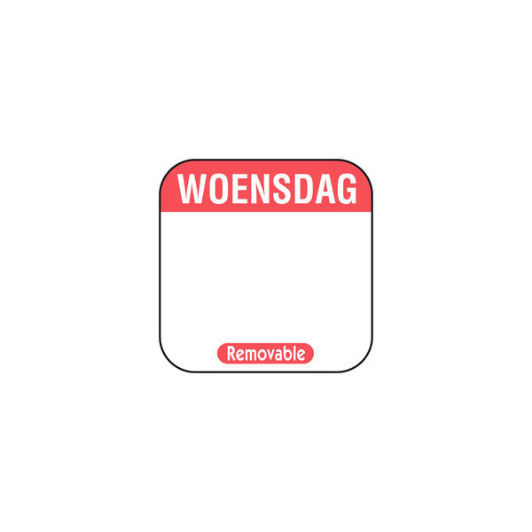 Daglabel 'Woensdag' beschrijfbaar en verwijderbaar 25x25 mm