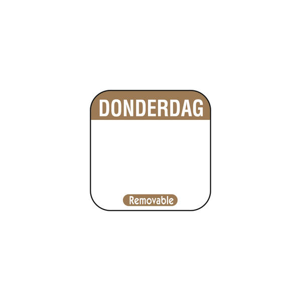 Daglabel 'Donderdag' beschrijfbaar en verwijderbaar 25x25 mm