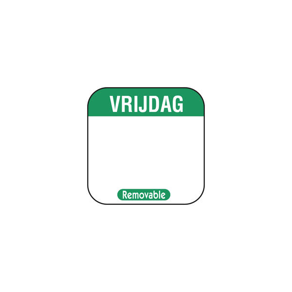 Daglabel 'Vrijdag' beschrijfbaar en verwijderbaar 25x25 mm