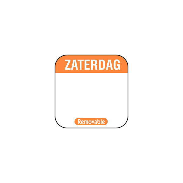 Daglabel 'Zaterdag' beschrijfbaar en verwijderbaar 25x25 mm