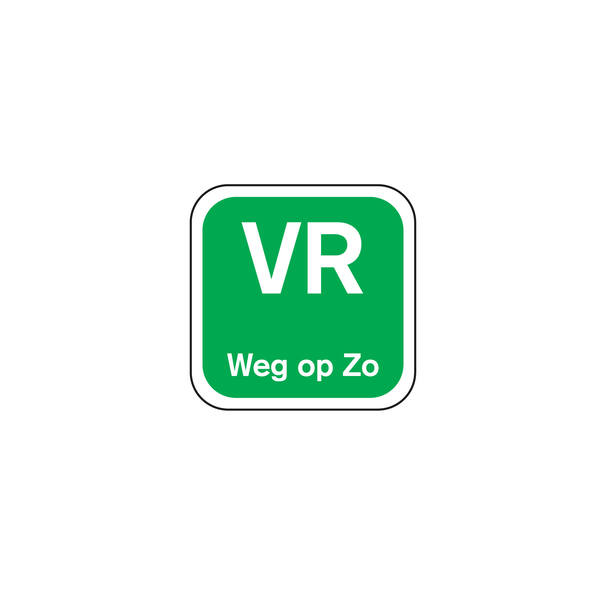 Daglabel 'Vr weg op Zo' afwasbaar 19x19 mm