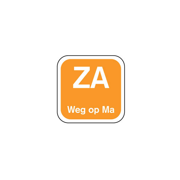 Daglabel 'Za weg op Ma' afwasbaar 19x19 mm