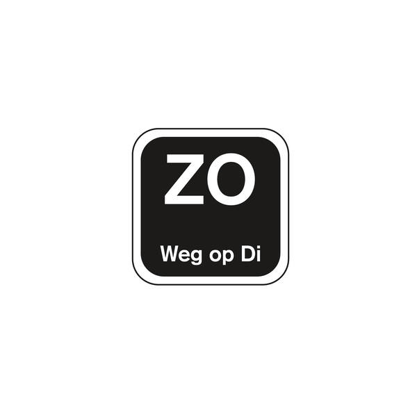 Daglabel 'Zo weg op Di' afwasbaar 19x19 mm