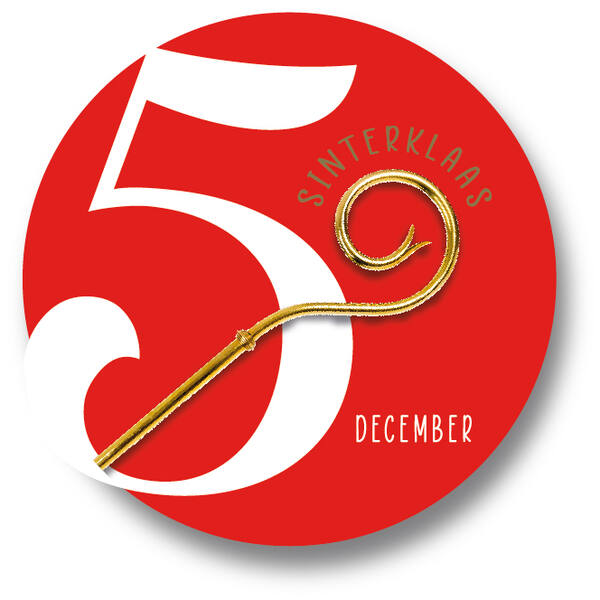 Etiketten '5 december' rood ø 50 mm