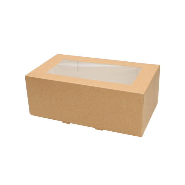 Gebaksdozen met venster (BV) kraft neutraal 240x140x90 mm 6P