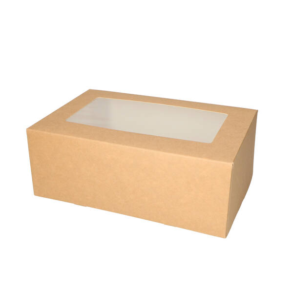 Gebaksdozen met venster (BV) kraft neutraal 240x160x90 mm 6P