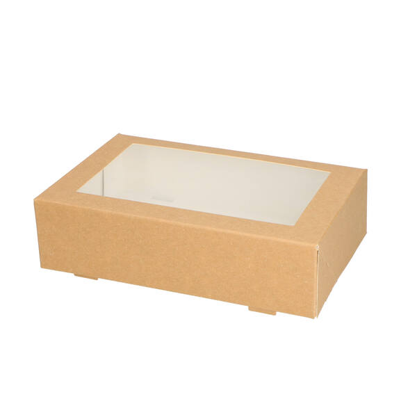 Gebaksdozen met venster (BV) kraft neutraal 190x125x50 mm 6P