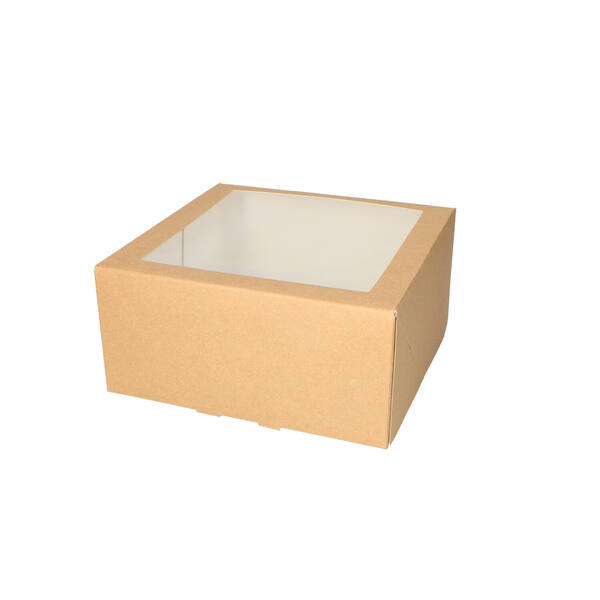 Gebaksdozen met venster (BV) kraft neutraal 190x190x90 mm 6P