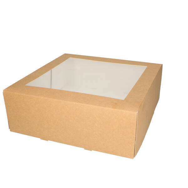 Gebaksdozen met venster (BV) kraft neutraal 260x260x90 mm 6P