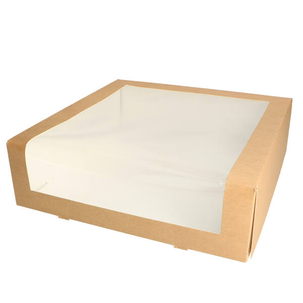 Gebaksdozen met venster (DLV) kraft neutraal 300x300x90 mm 6P/4P