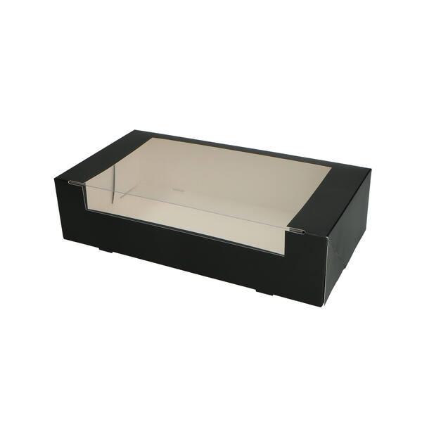Gebaksdozen en venster (DLV) en rillijn zwart/neutraal 300x160x80 mm 6P/4P FSC