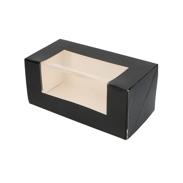 Gebaksdozen met venster (DLV) 200x100x90 mm 6P/4P zwart/neutraal FSC