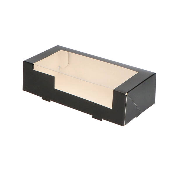 Gebaksdozen met venster (DLV) en rillijn zwart/neutraal 270x140x45 mm 6P FSC