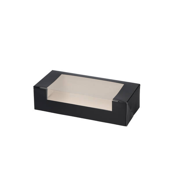 Gebaksdozen met venster (DLV) 260x120x70 mm 6P/4P zwart/neutraal FSC