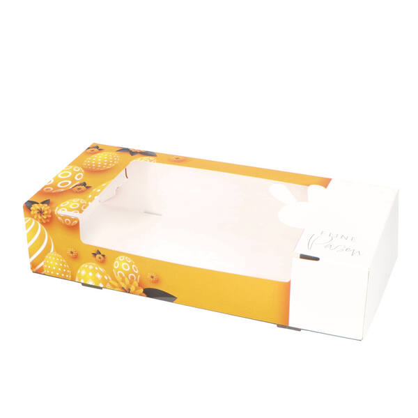 Gebaksdozen met venster (DLV) en rillijn 'Easter Surprise' 260x120x60 mm 6P/4P  FSC