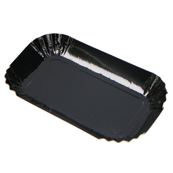Schaaltjes gebaksbordjes zwart geschulpt 95x50 mm
