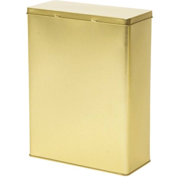 Blik rechthoekig 1,25 kg met scharnierdeksel goud 191x87x255 mm