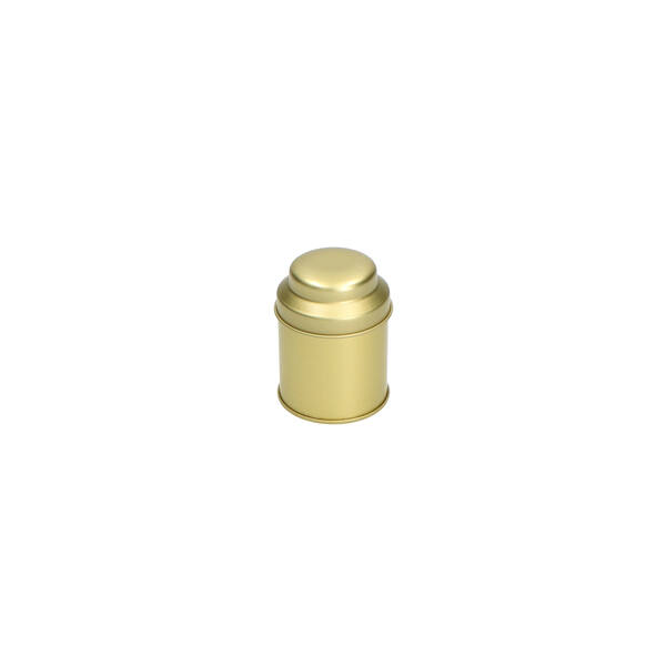 Blik rond met domed deksel klein goud ø 53x70 mm