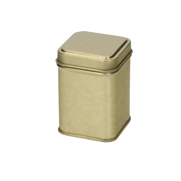 Blikje vierkant 25 gram met los overschuifdeksel goud 44x44x64 mm