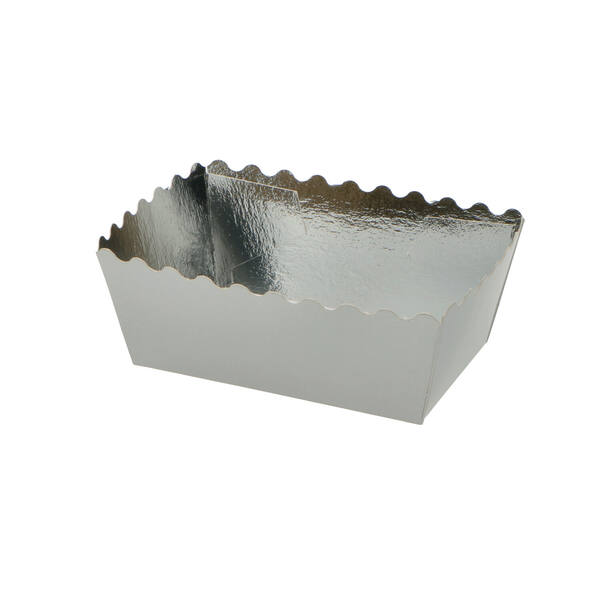 Bakjes conisch met kartelrand zilver 100x65x46 mm FSC