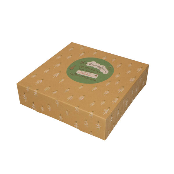 Kerstkransdozen 1 pond 'Timeless Santa' kraft 227x227x60 mm