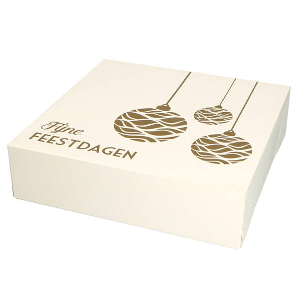Kransdozen 1 pond 'Fijne feestdagen goud' 227x227x60 mm