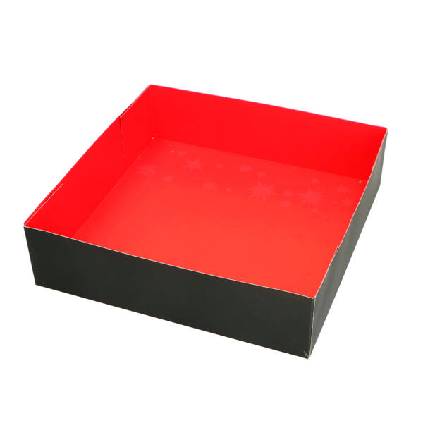 Kransdozen 1 pond bodem 'Christmas black/red star' 224x224x60 mm 4P